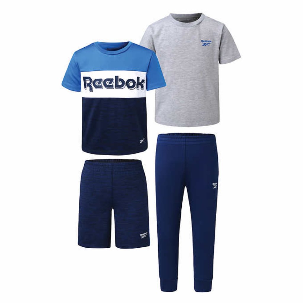 New! Reebok Boys Kids' 4-Piece Set Elastic Waistband Bottoms Size 6 Blue Color!!